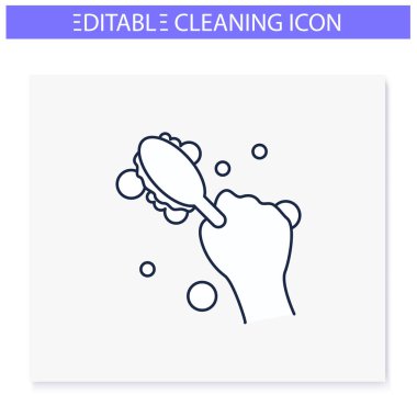 Temizlik fırçası çizgisi simgesi. Düzenlenebilir resimleme