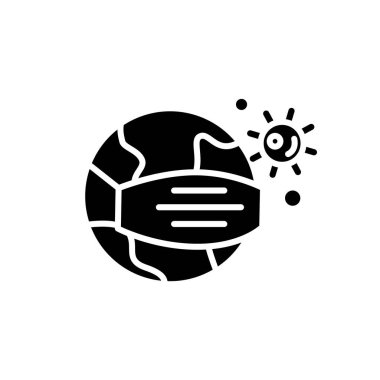 Yüz maskesi simgesi olan Dünya gezegeni.