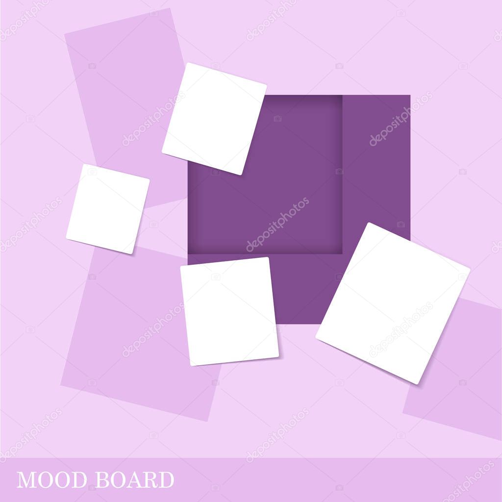 Square shape violet color mood board template