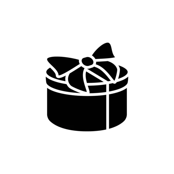 Ícone de glifo presente redondo. Ilustração da silhueta —  Vetores de Stock