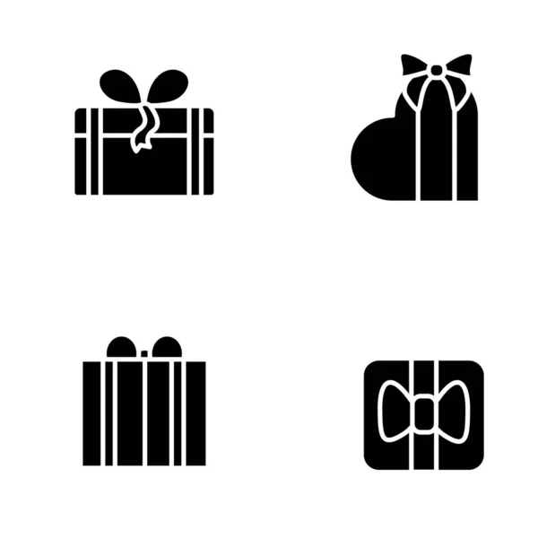 Presents glyph icons set. Silhouette illustrations — Stock Vector