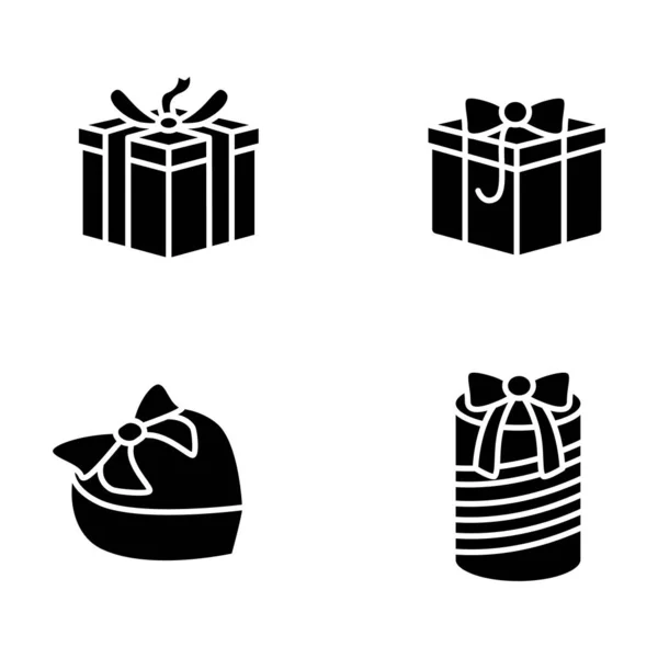 Presents glyph icons set. Silhouette illustrations — Stock Vector