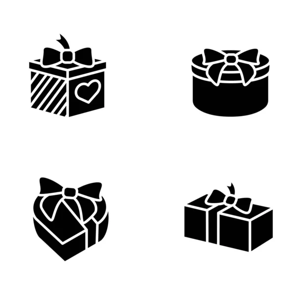 Presents glyph icons set. Silhouette illustrations — Stock Vector