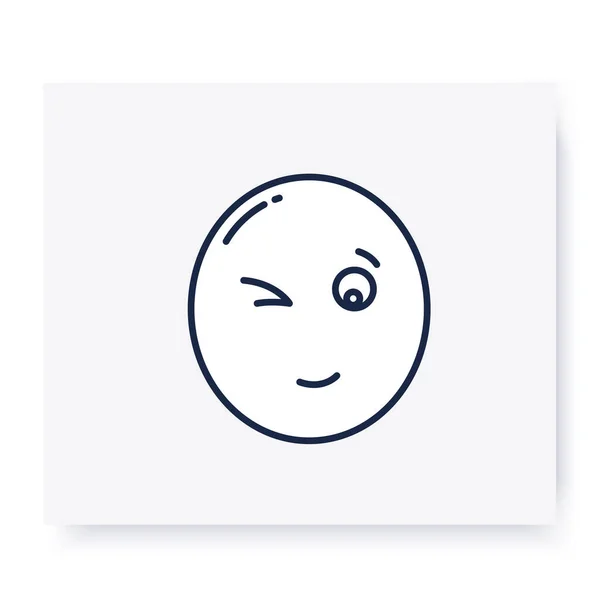 Winking face line icon. Editable illustration — Stock Vector