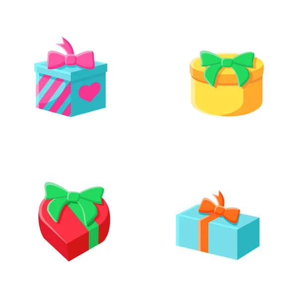 Presents flat icons set — Stock Vector