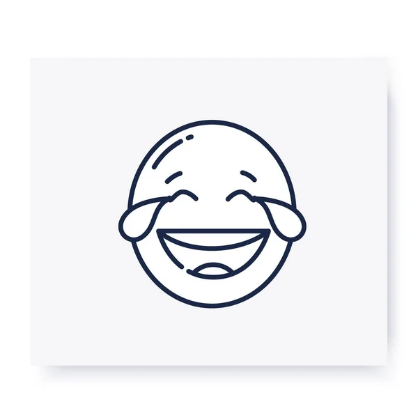 Joyful tears face line icon. Editable illustration — Stock Vector