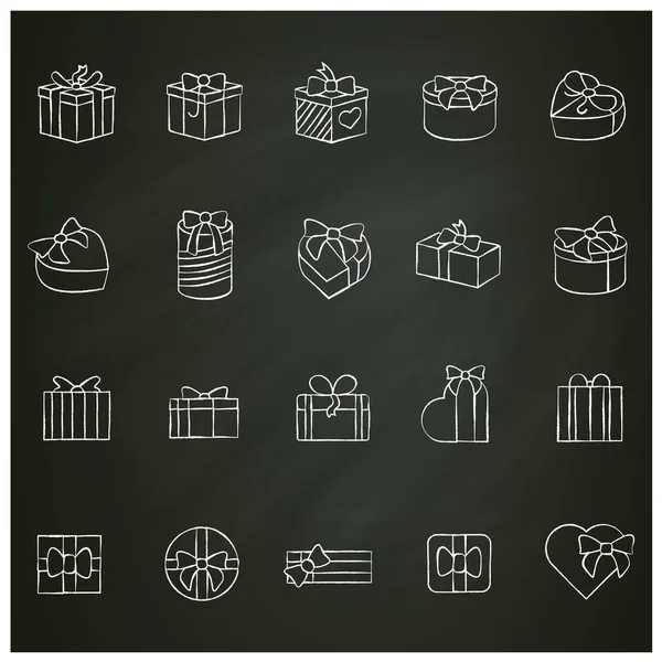 Presents chalk icons set — Stock Vector