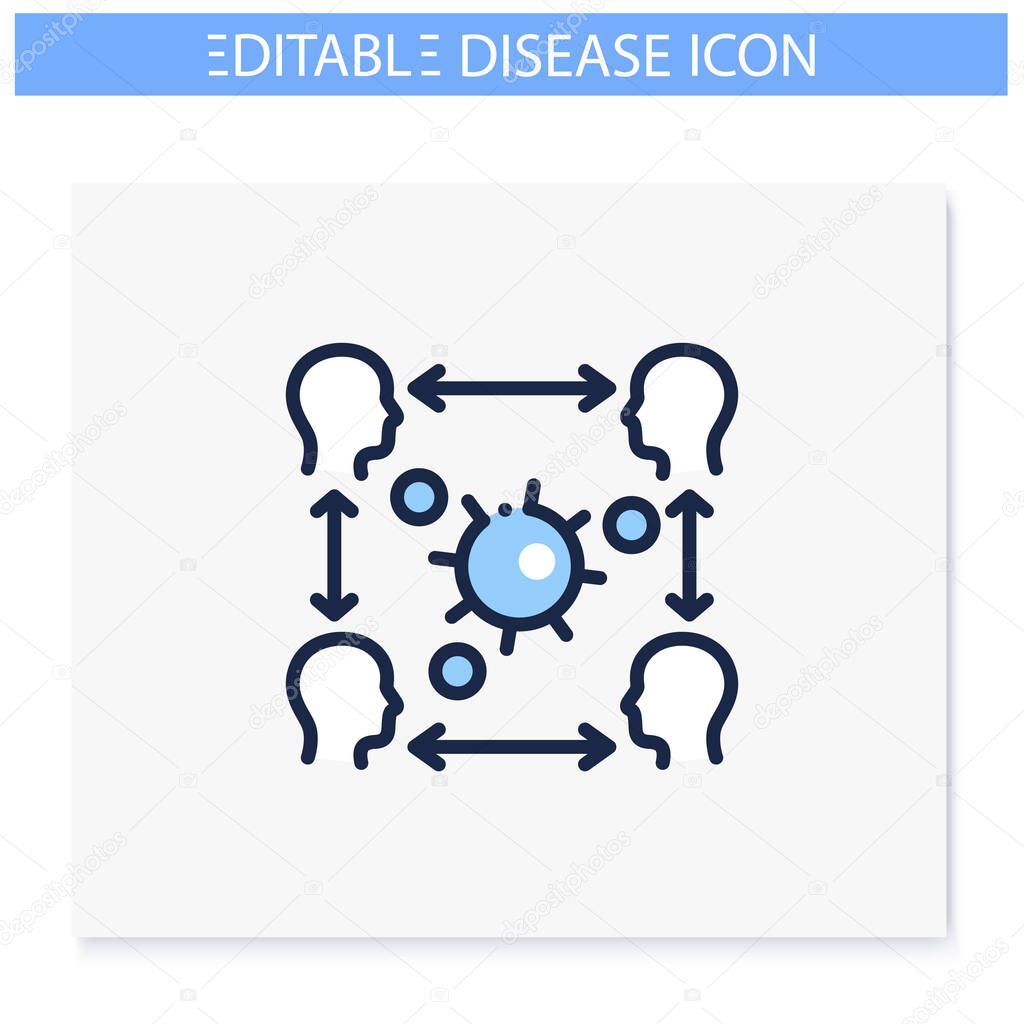 Infection cycle line icon. Editable 