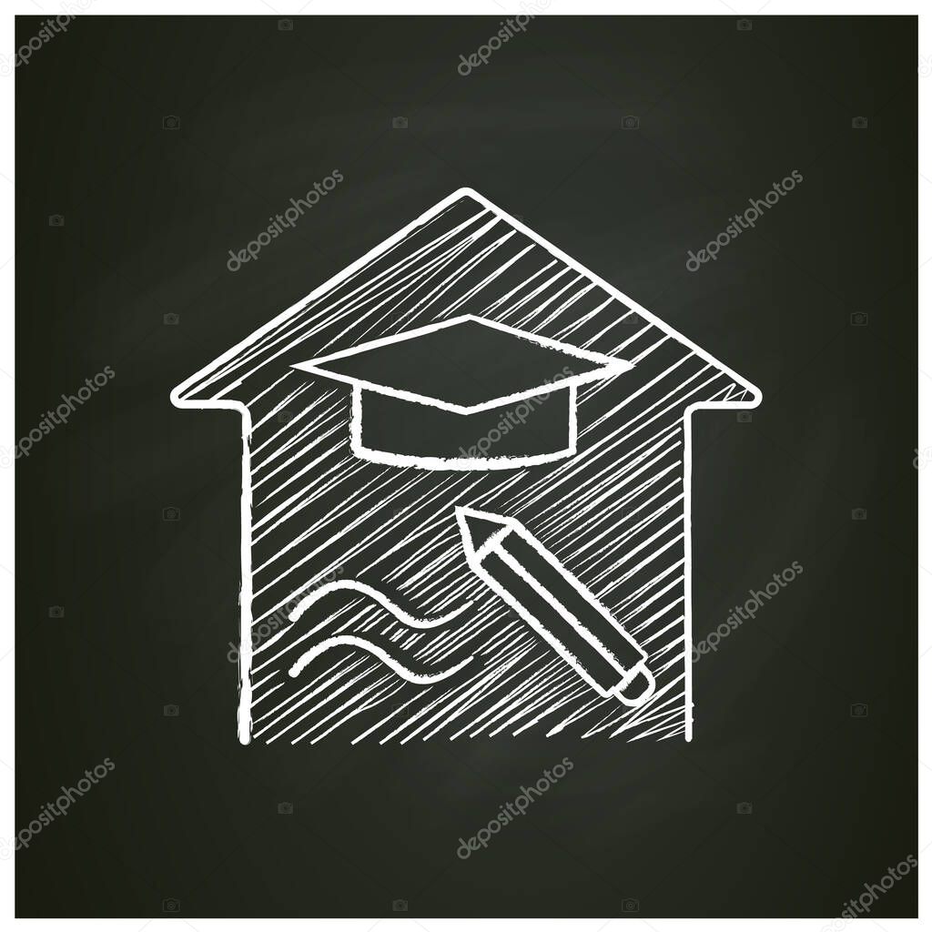 Education freedom chalk icon. Learning the right subjects. Home education concept. Distant remote teaching and homeschooling. Isolated vector illustration on chalkboard