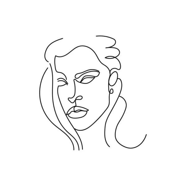 Elegant woman portrait continuous line art — Stock Vector