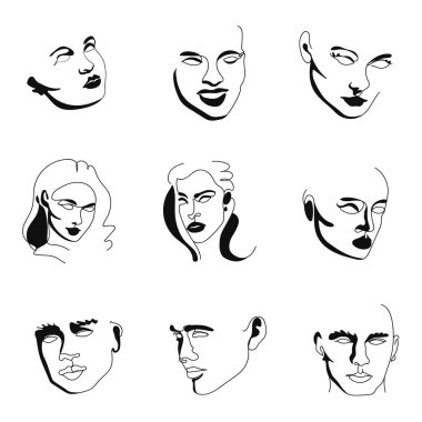 Zarif yüzler siluet koleksiyonları. 