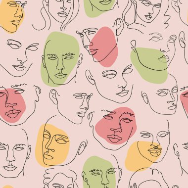 Elegant faces color silhouette collections vector Elegant faces color silhouette collections vector