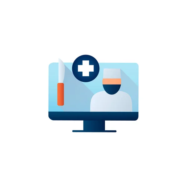 Online surgery flat icon — Stock Vector