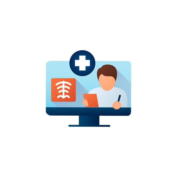 Online radiology flat icon — Stock Vector