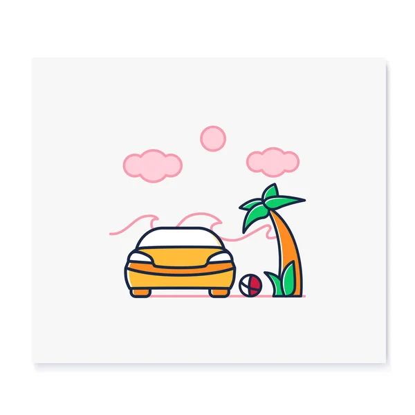 Auto sulla spiaggia icona a colori — Vettoriale Stock