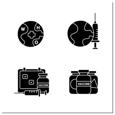 Coronavirus aşı çizgisi simgeleri ayarlandı