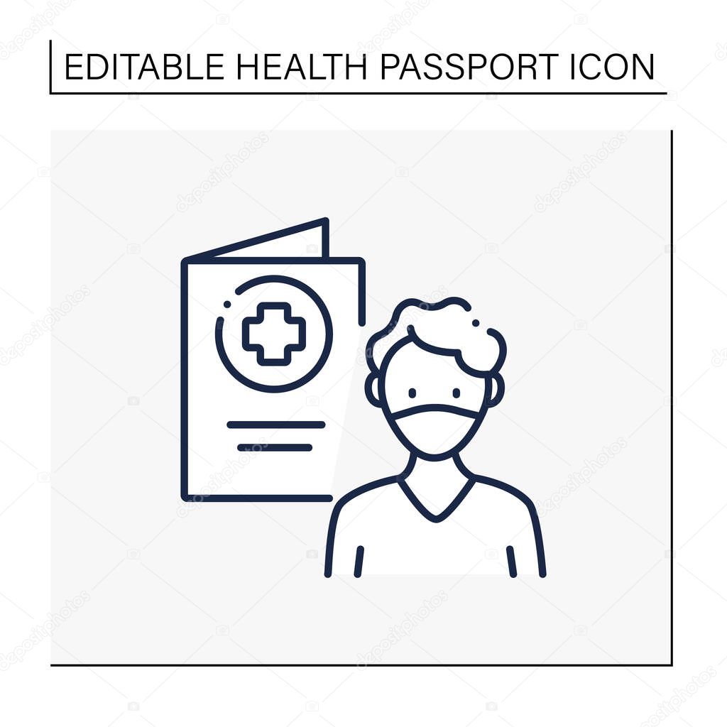 Covid19 Passport Line Icon Man In Mask Has Got Necessary Document Vaccination Card Health Care Protection Note About Health Status Covid19 Concept Isolated Vector Illustration Editable Stroke 454224132 Larastock