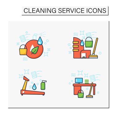 Temizlik hizmetleri renk simgeleri ayarlandı