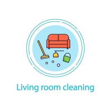 Oturma odası temizleme konsepti simgesi