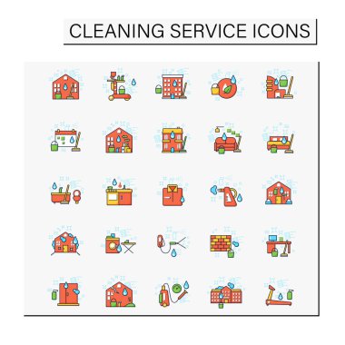 Temizlik hizmetleri renk simgeleri ayarlandı