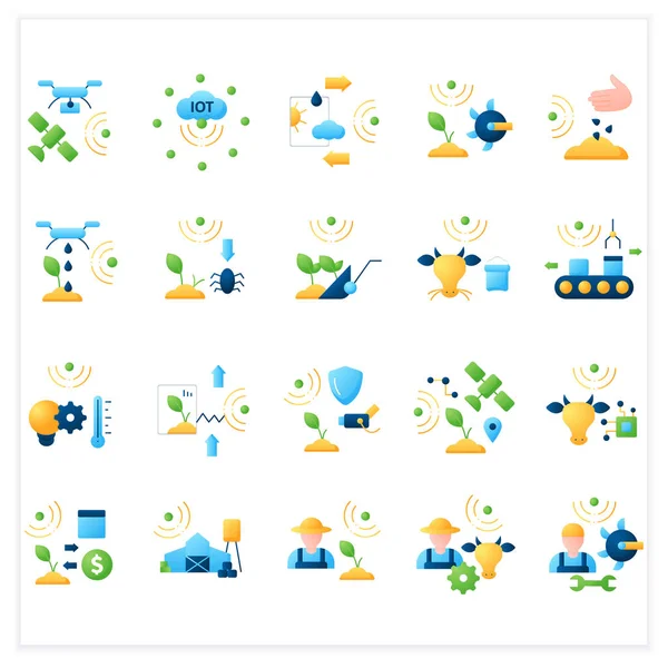 Conjunto de ícones planos de fazenda inteligente — Vetor de Stock