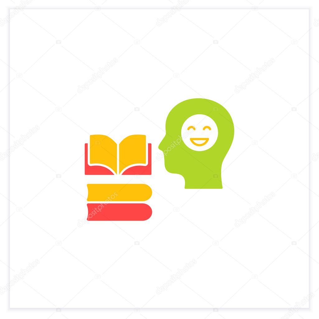 Teaching positive behaviors flat icon.Managing emotions.Conflict management concept. Vector illustration