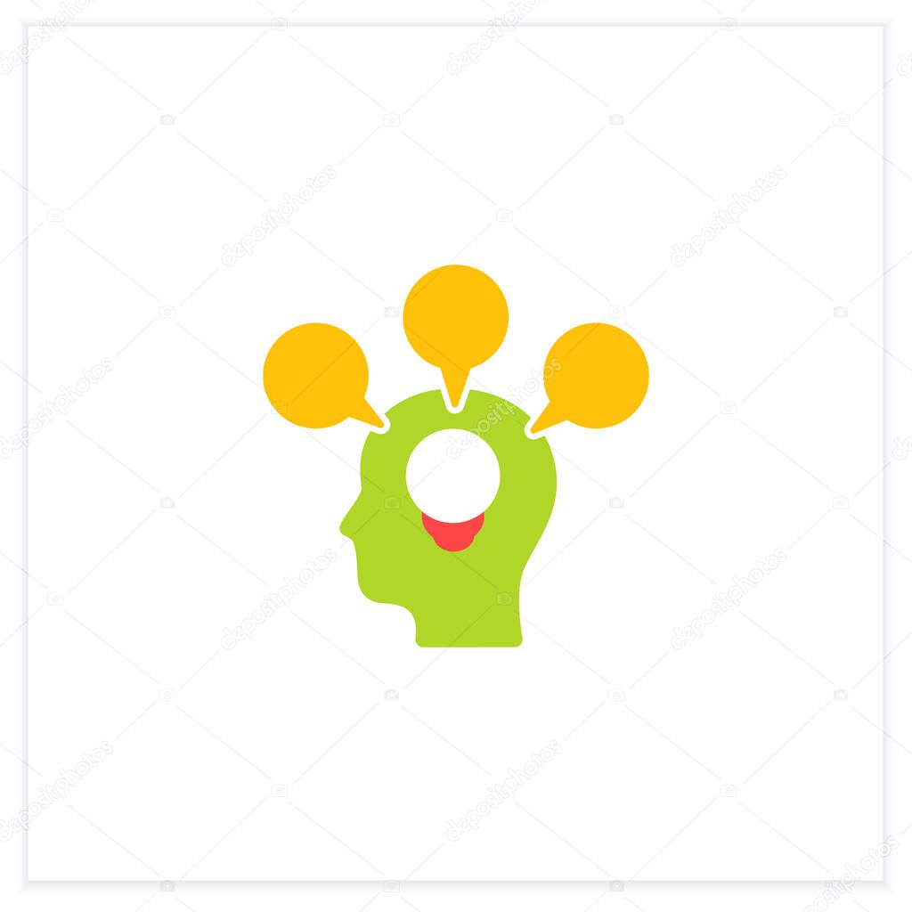 Accommodating flat icon.Focuses on preserving relationships. Great idea. Overthinking. Conflict management concept.Vector illustration