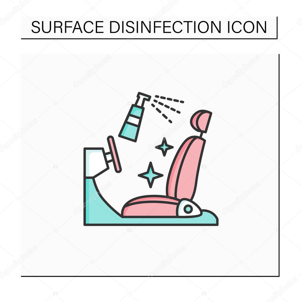 Disinfection of car seat color icon