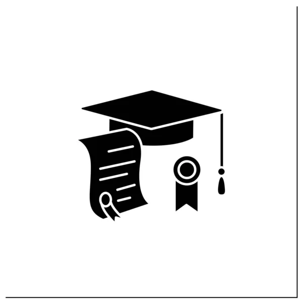 Graduációs kártya embléma ikon — Stock Vector