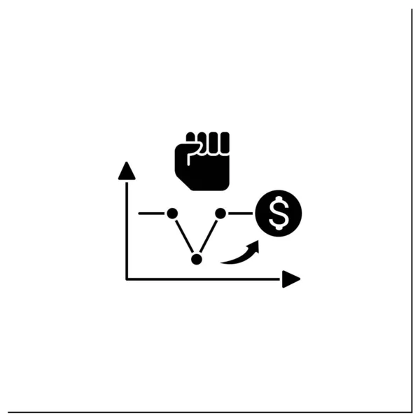 V shaped recovery glyph icon — стоковый вектор