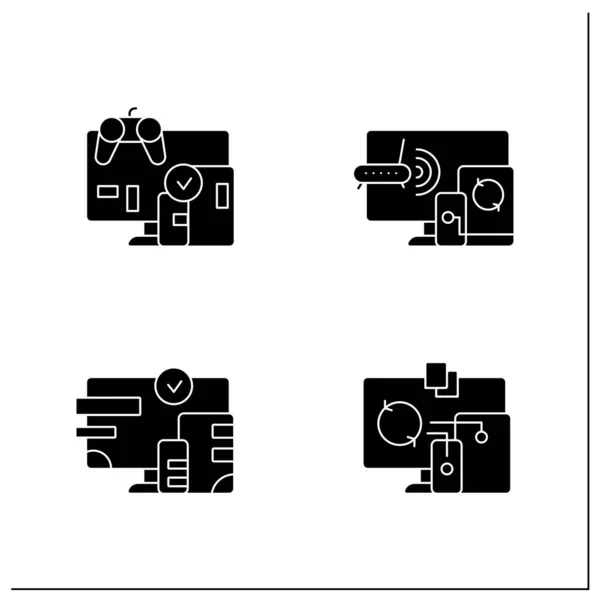 Cross platform glyph icons set — Stockvektor