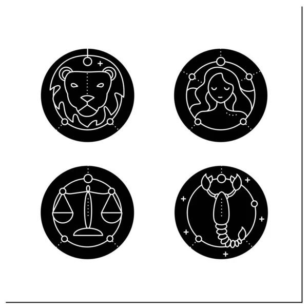 Zodiac glyf ikoner som — Stock vektor