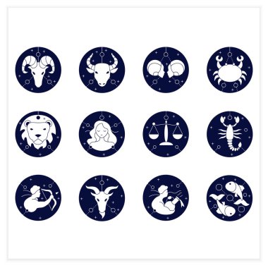 Zodiac düz simgeleri ayarlandı