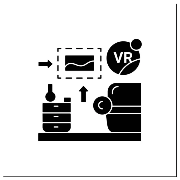 Vrインテリアデザイングリフアイコン — ストックベクタ