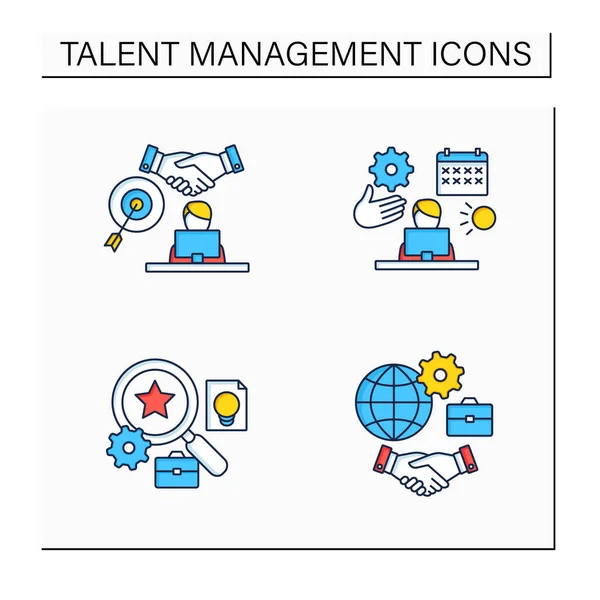 Zestaw kolorowych ikon zarządzania talentami — Wektor stockowy
