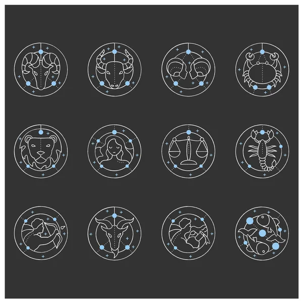 Conjunto de iconos de tiza de zodíaco — Archivo Imágenes Vectoriales