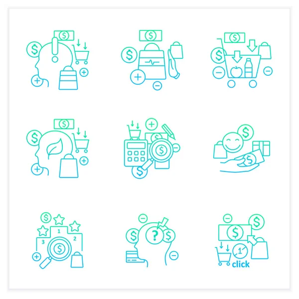 Icônes de gradient de dépenses conscientes ensemble — Image vectorielle