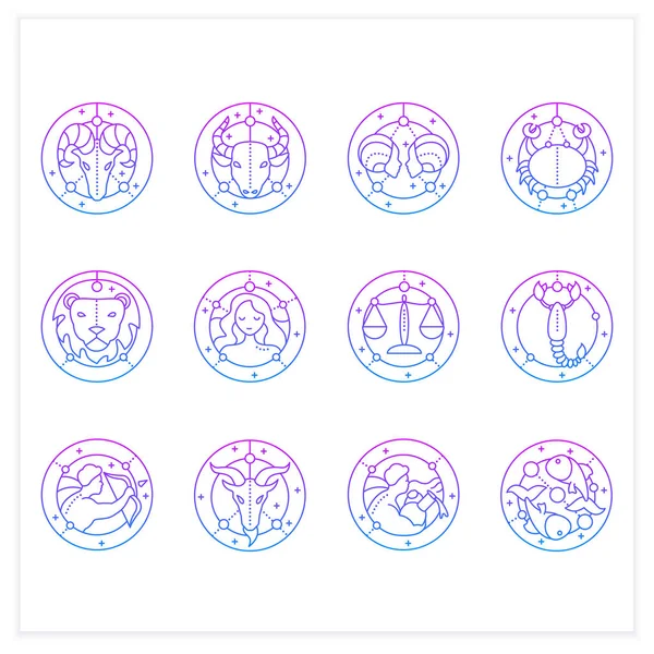 Ensemble d'icônes de gradient du zodiaque — Image vectorielle