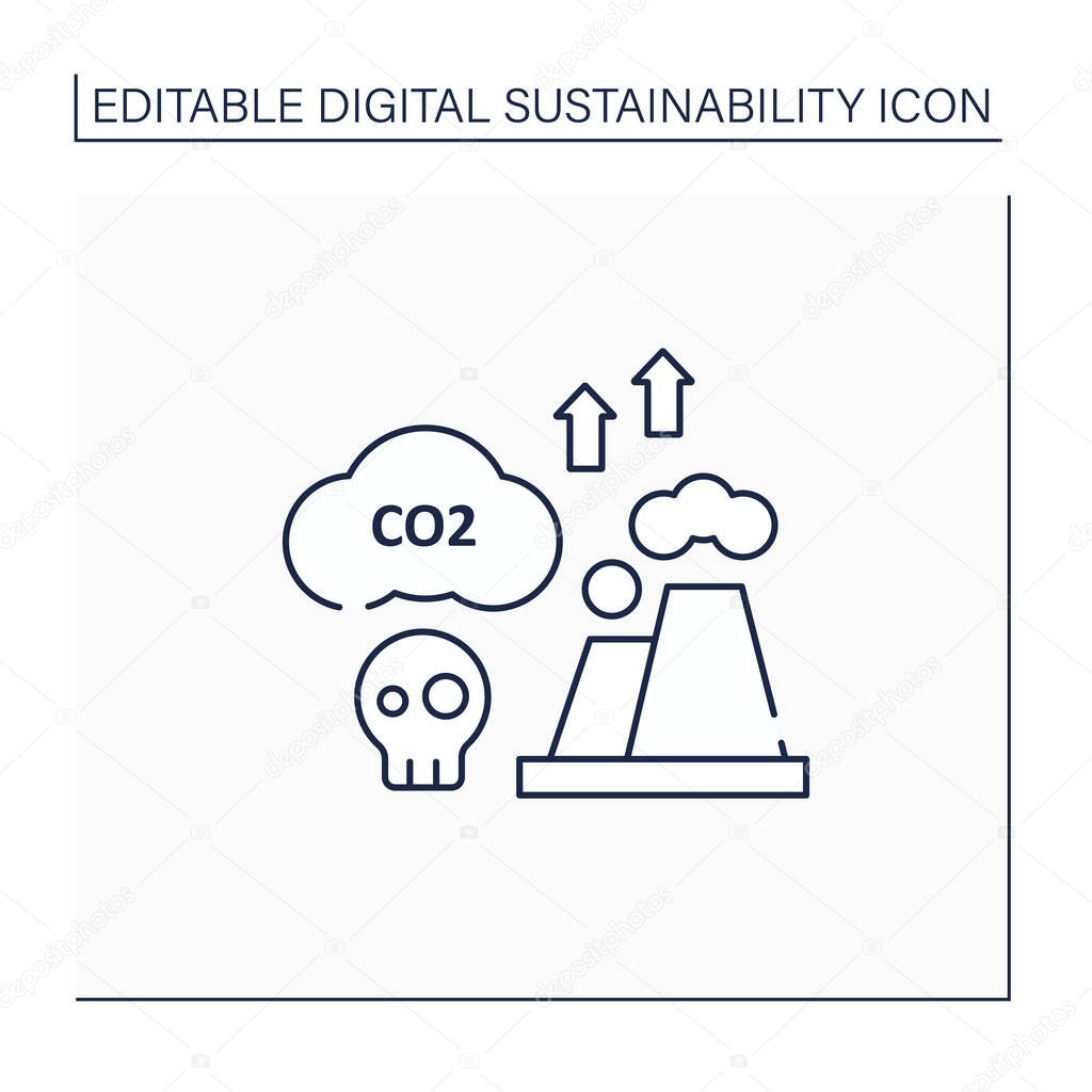 Greenhouse Gas Emission Line Icon Fossil Fuels Combustion Negative Impact On Environment Digital Sustainability Concept Isolated Vector Illustration Editable Stroke Premium Vector In Adobe Illustrator Ai Ai Format Encapsulated Postscript Eps