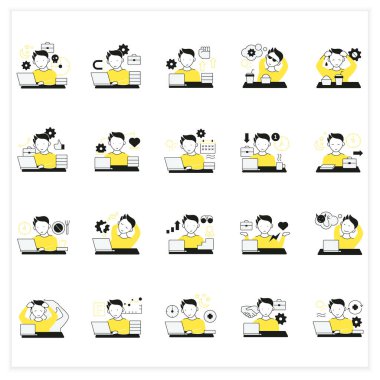 İşkolik düz simgeler ayarlandı