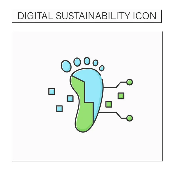 デジタルフットプリントカラーアイコン — ストックベクタ