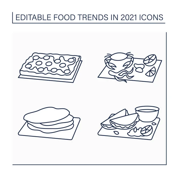 Ernährungstrends setzen Symbole — Stockvektor