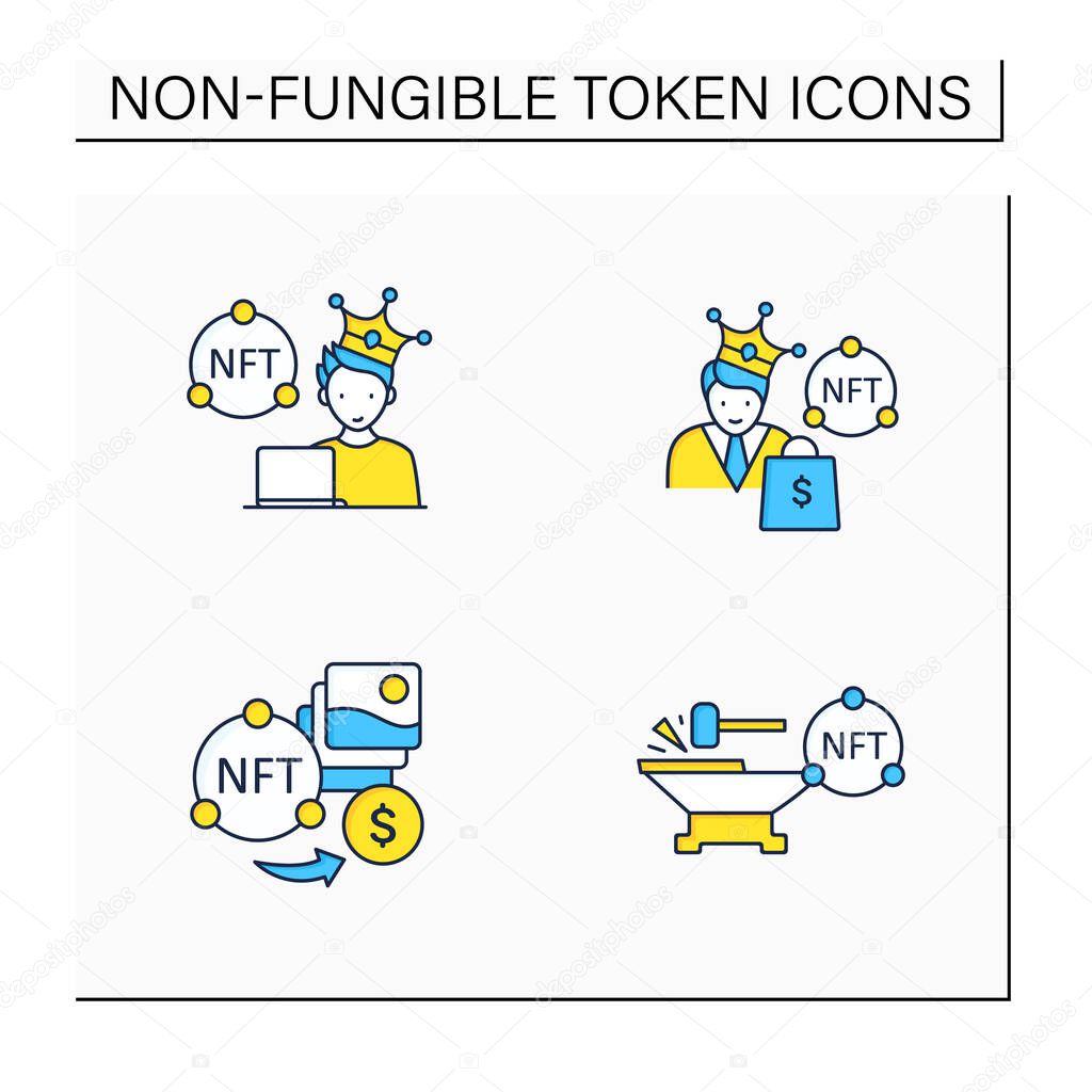 NFT color icons set
