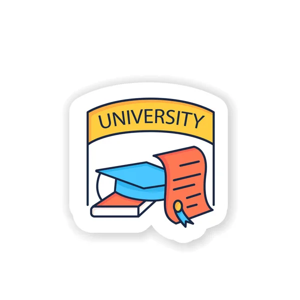 Icono de etiqueta de graduación universitaria — Vector de stock