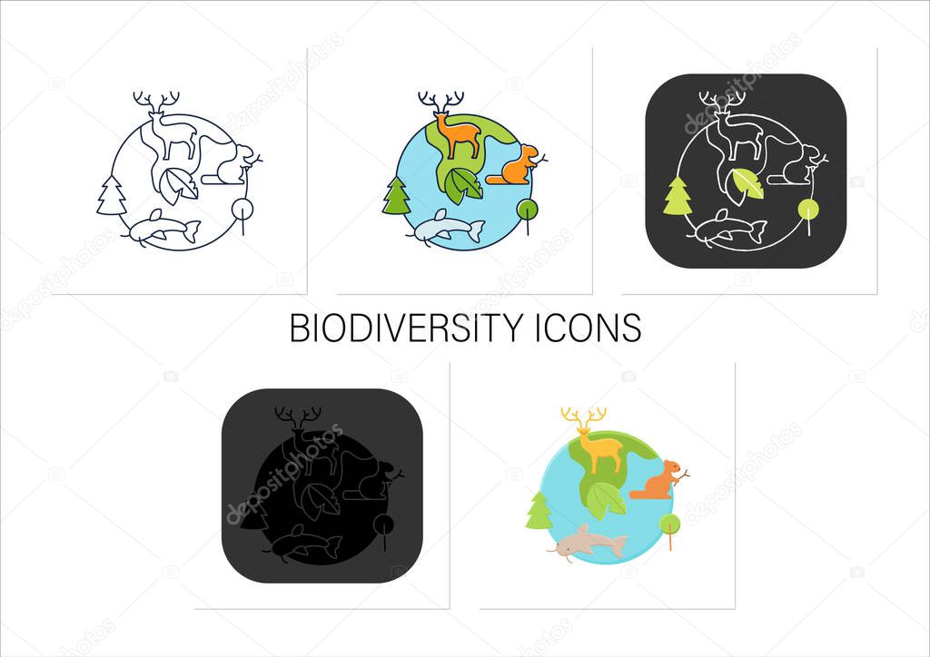 Biodiversity icons set