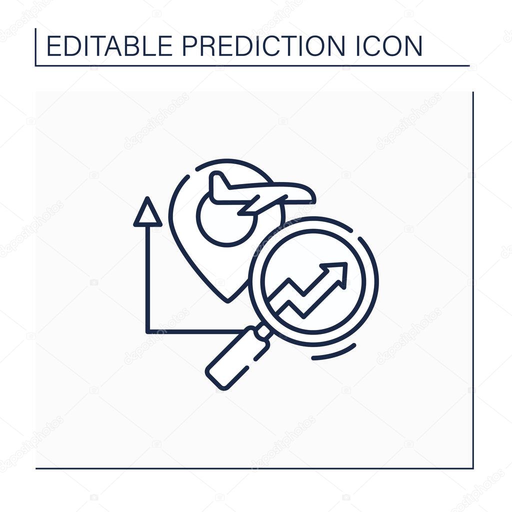 Travel analytics predictive analytics line icon