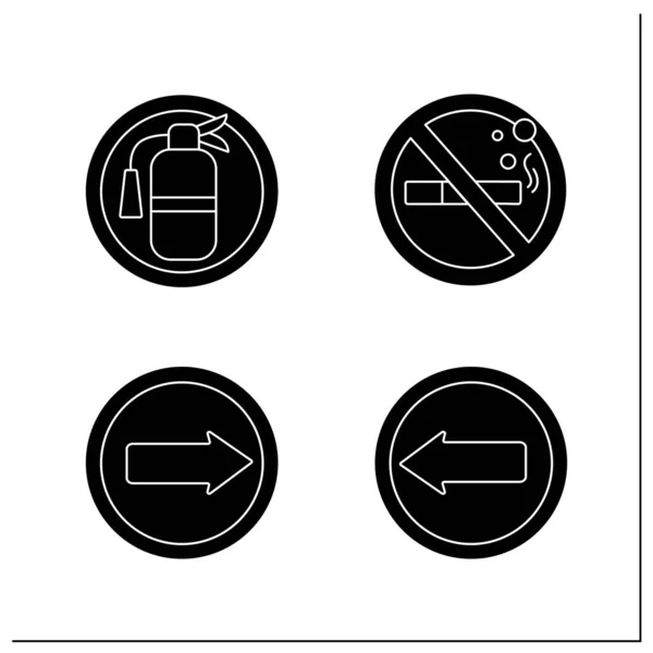 Public place signs glyph icons set — Stock Vector