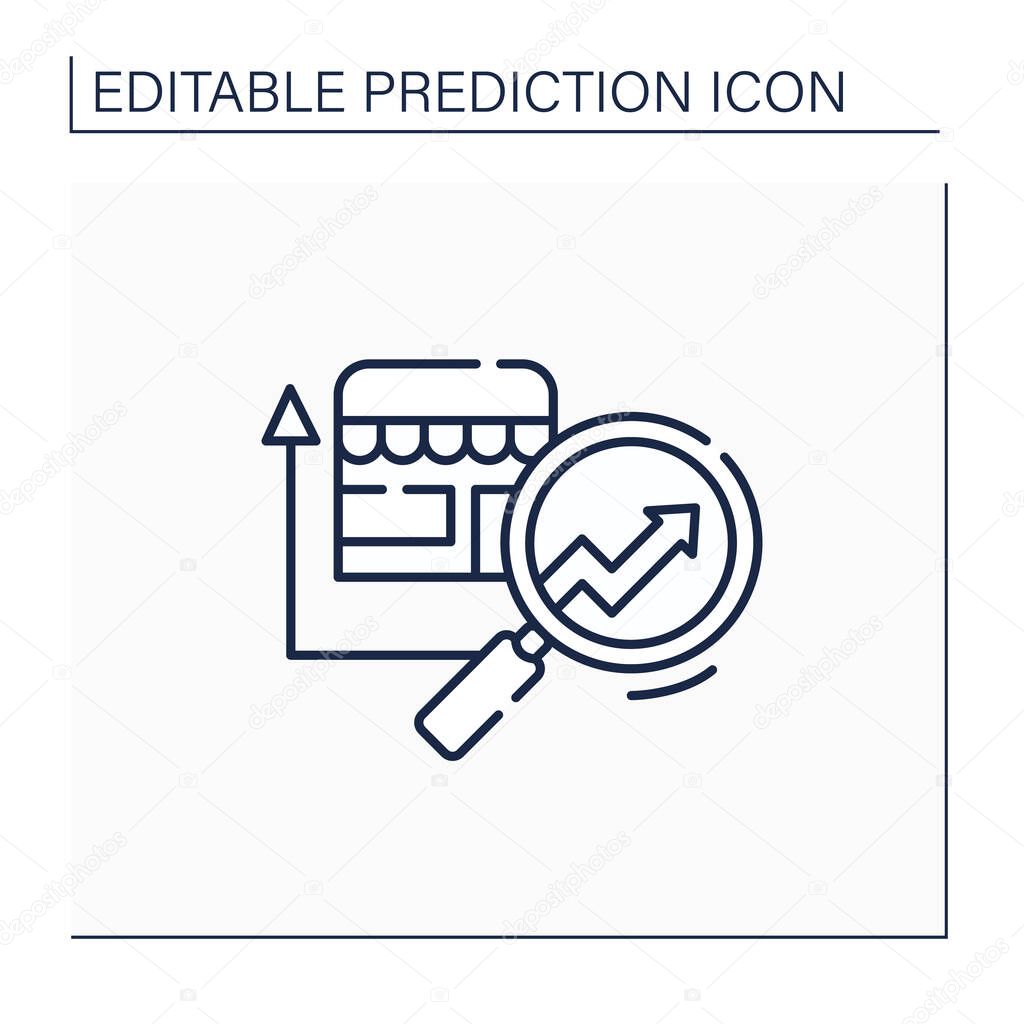 Retail predictive analytics line icon