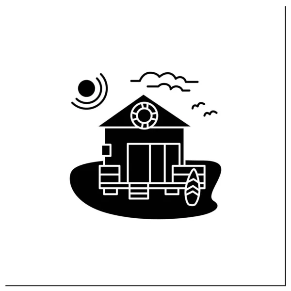 Ikona glifów domku na plaży — Wektor stockowy