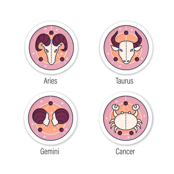 Dierenriem stickers pictogrammen — Stockvector